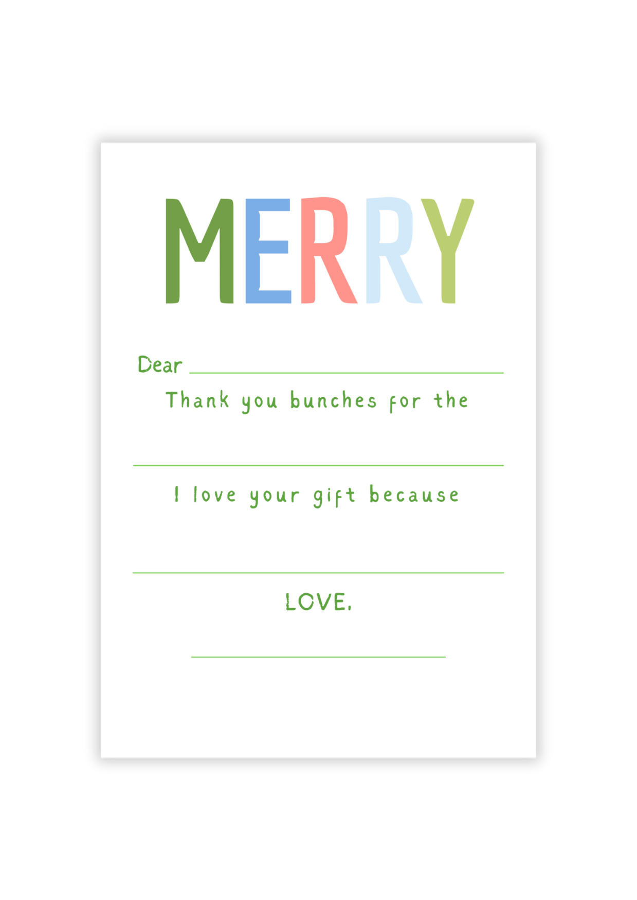 Christmas Fill-In Note Card