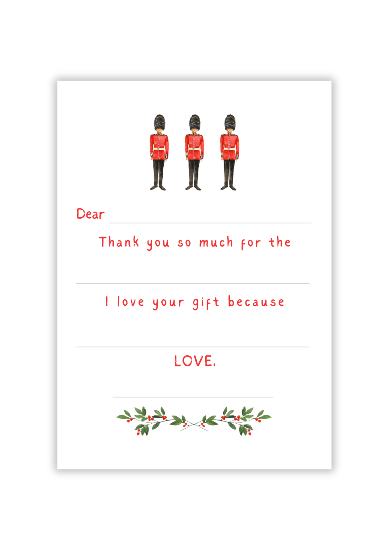 Christmas Fill-In Note Card