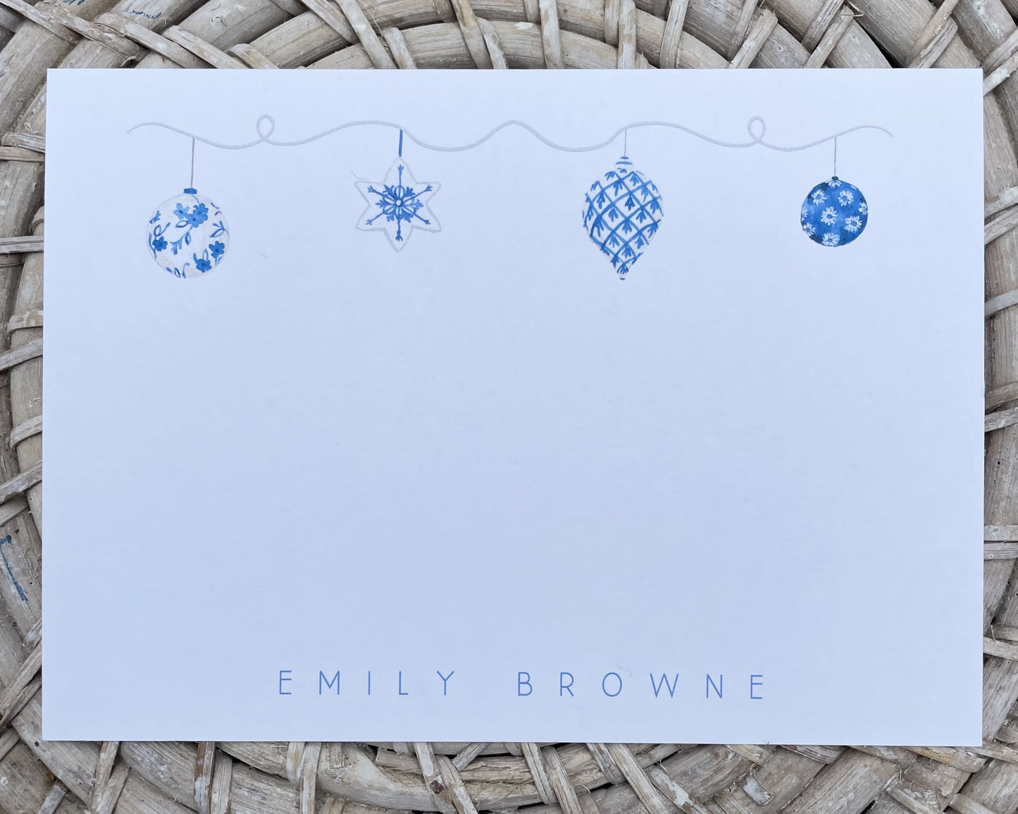 Blue + White Ornament Note Card