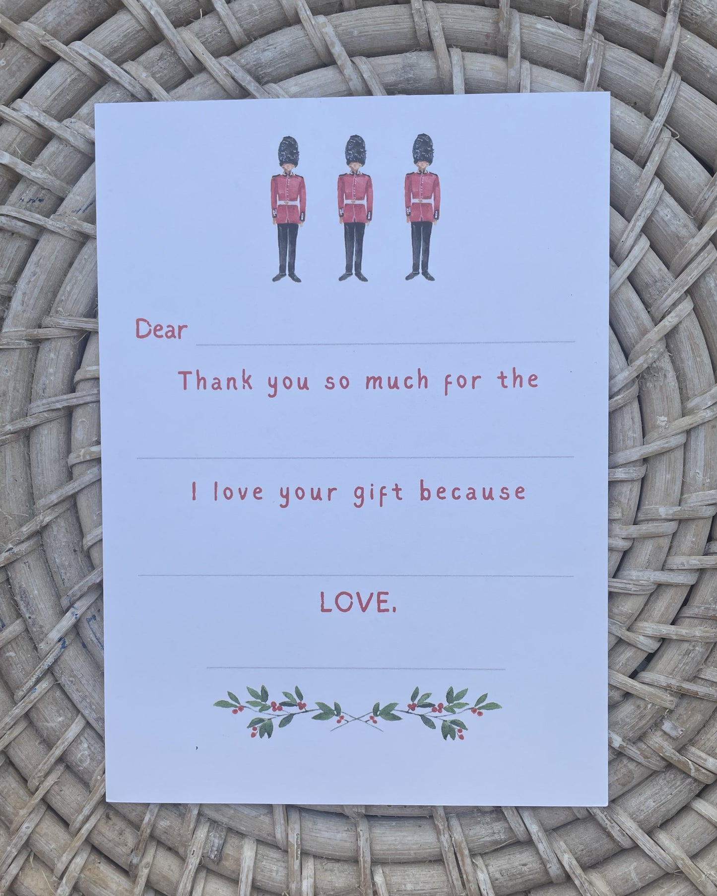 Royal Guard Fill-In Note Card