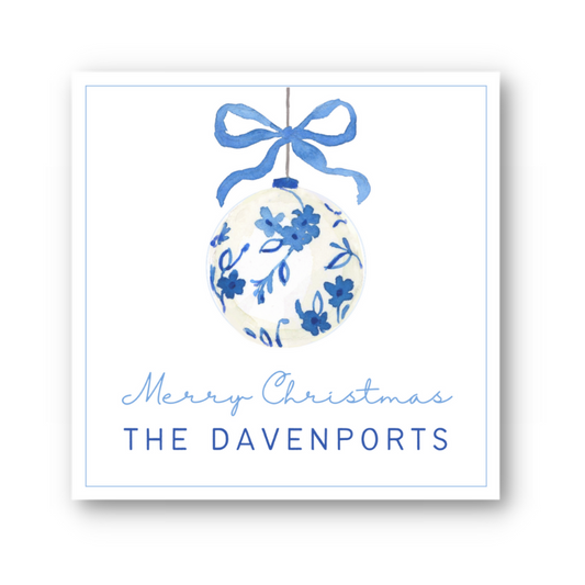 Blue + White Ornament Gift Tag