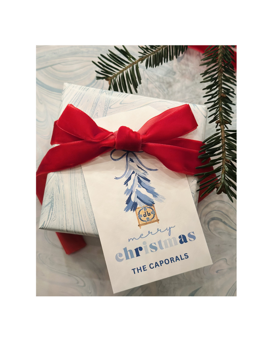 Blue Christmas Vertical Tag